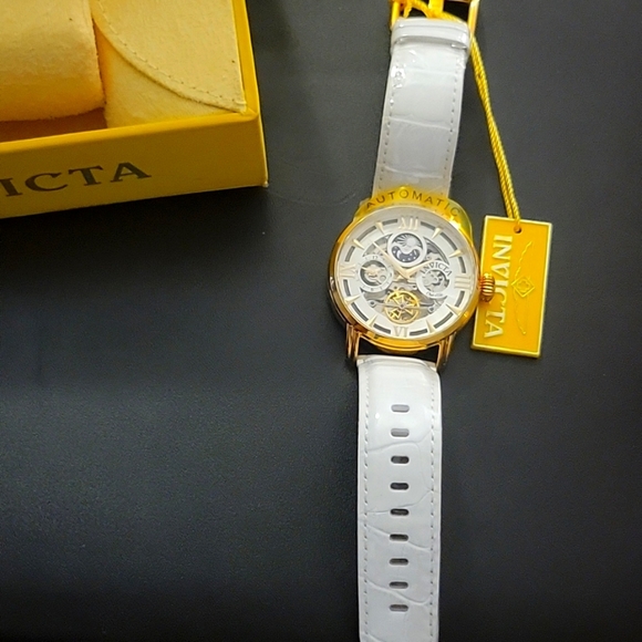 Invicta Gold and White Skeleton Dial Watch - Picture 4 of 4